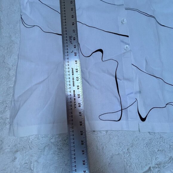 CTC Linens Womens XL Button Down Lagenlook Tunic Shirt Top White Black Print - Picture 8 of 8